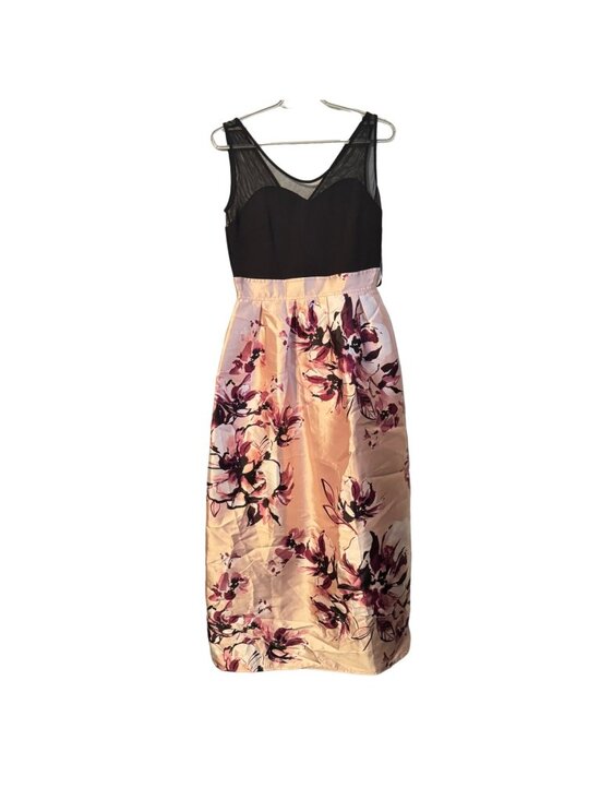 Alexa B Dresses & Skirts - Alexa B Nites Floral Satin Midi Dress Black & Pink Size 8 women dress. NWT